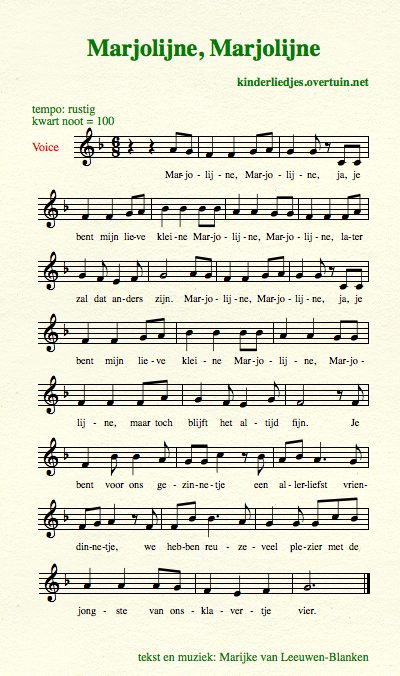 bladmuziek en muziek kinderliedje lied zingen met kinderen marjolijn marjolijne