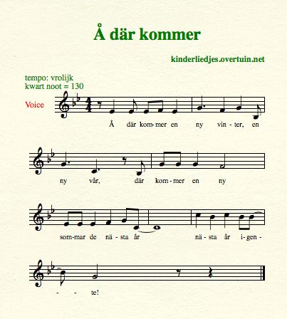 bladmuziek en muziek zweeds kinderliedje zweedse liedjes uit zweden kommer vinter