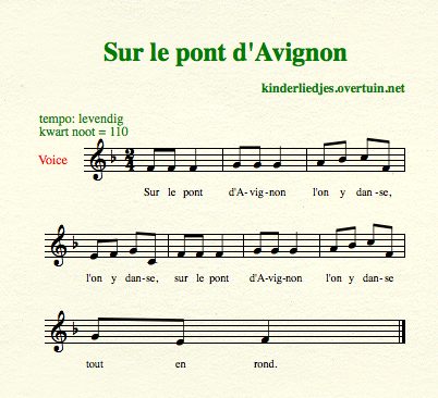 bladmuziek en muziek frans kinderliedje franse liedjes uit frankrijk pont avignon