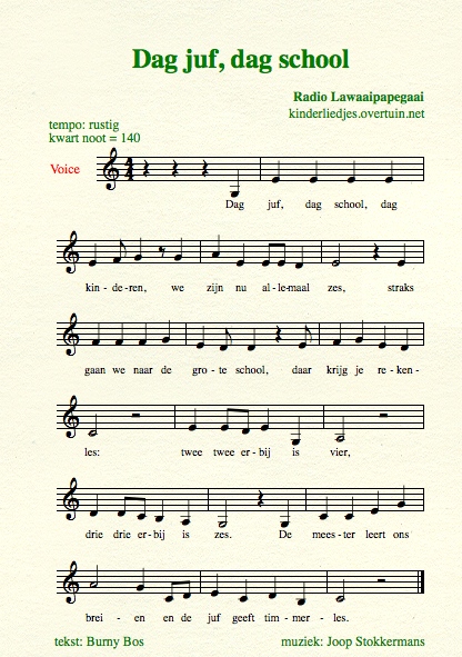 bladmuziek en muziek kinderliedje radio lawaaipapegaai liedjes voor peuters en kleuters afscheid kleuterschool begin lagere school
