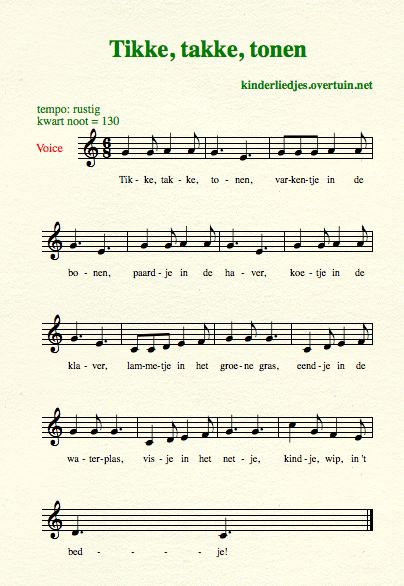 bladmuziek en muziek oude kinderliedjes met noten muzieknoten muzieknotatie pianomuziek tikketakke tonen tone tikketakketonen