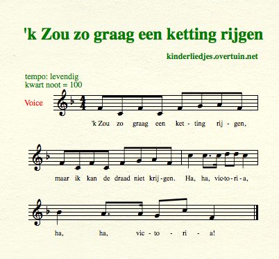 bladmuziek en muziek oude kinderliedjes met noten muzieknoten muzieknotatie pianomuziek ik zou zo graag een ketting rijgen